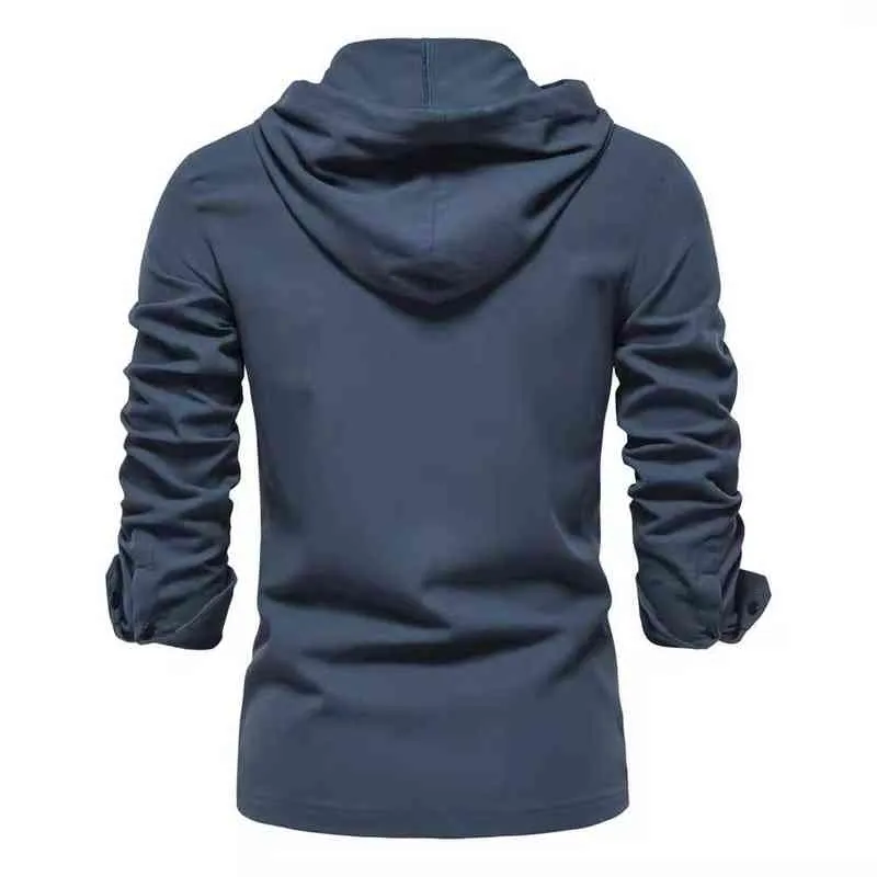 2022 män våren sommar hoodie skjorta avslappnad fast färg lång ärm överrock mode blixtlås bomullsskjorta mens blus kläder l220704