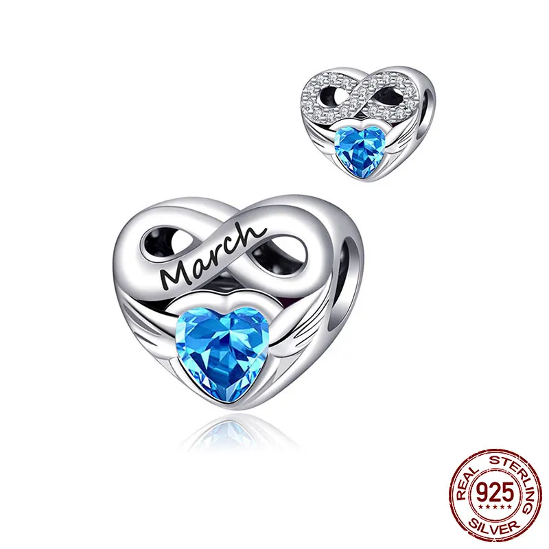 925 Silver Fit Charm 925 Bracelet Gekleurde hartvormige geboortesteen charmes Set hanger Diy Fine Beads Jewelry7417785
