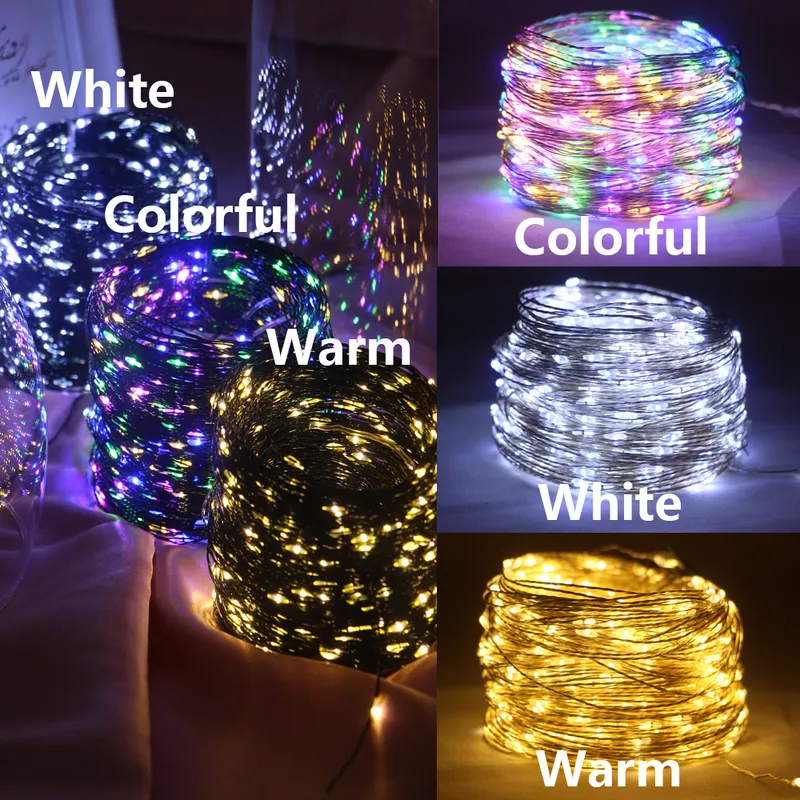 20/30/50 / 100m LED Luzes remotas de cadeia de luzes de Natal luzes de fadas à prova d'água Garland árvore de rua ao ar livre festa de férias decoração 220408