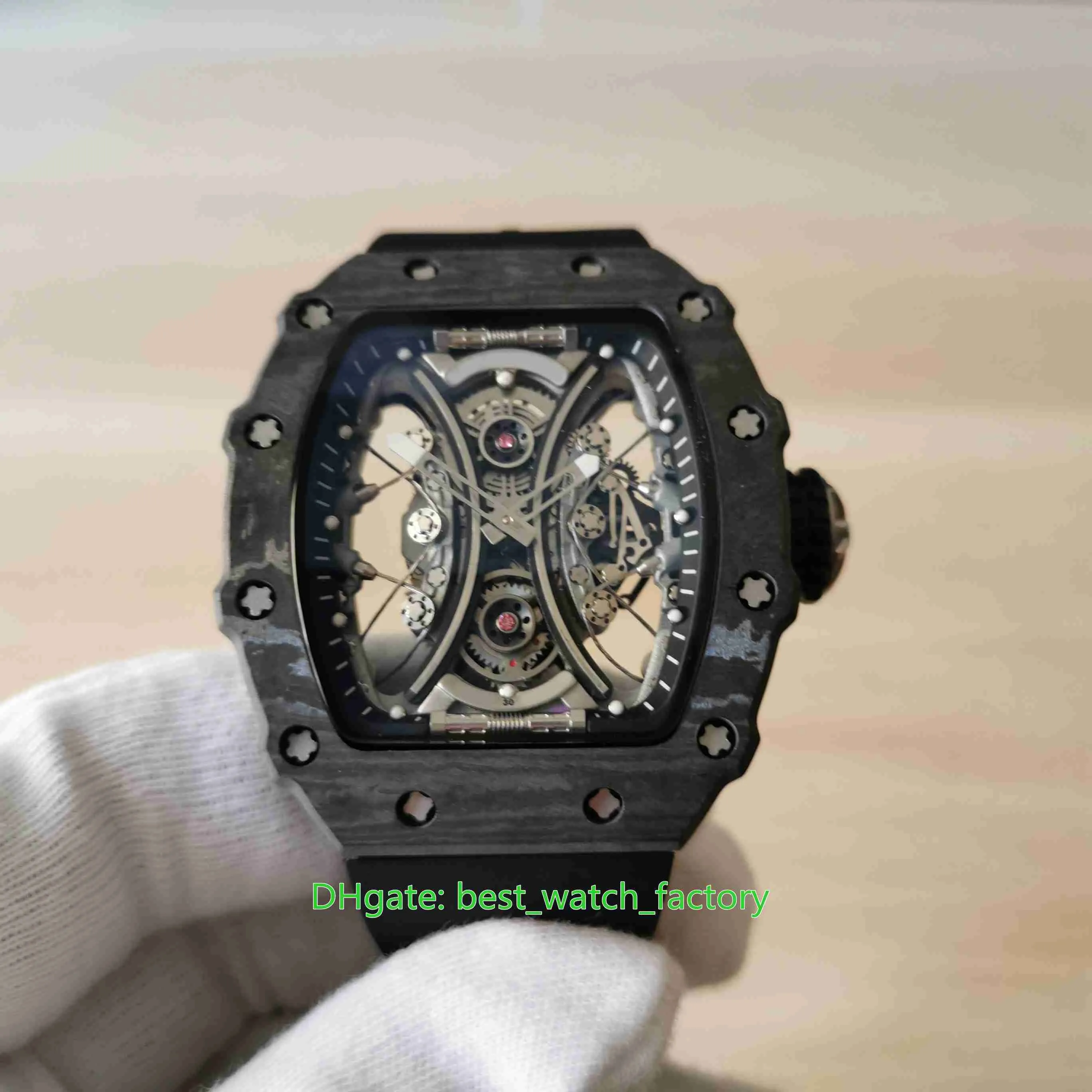 Verkauf hochwertiger Uhren 44 mm x 50 mm RM53-01 PABLO MAC DONOUGH Skeleton NTPT Carbon Fiber Transparent Mechanical Automatic 256c