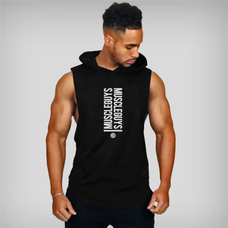 Muscleguys Brand Gym felpa con cappuccio abbigliamento Bodybuilding Camicia Fitness Uomo Canotta Muscle Stringer Canotta Canottiera in cotone Canotta 220621