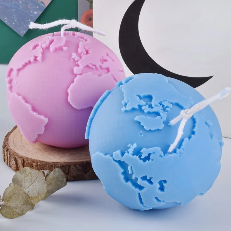 3D Earth Moon Silicone Candle Morn