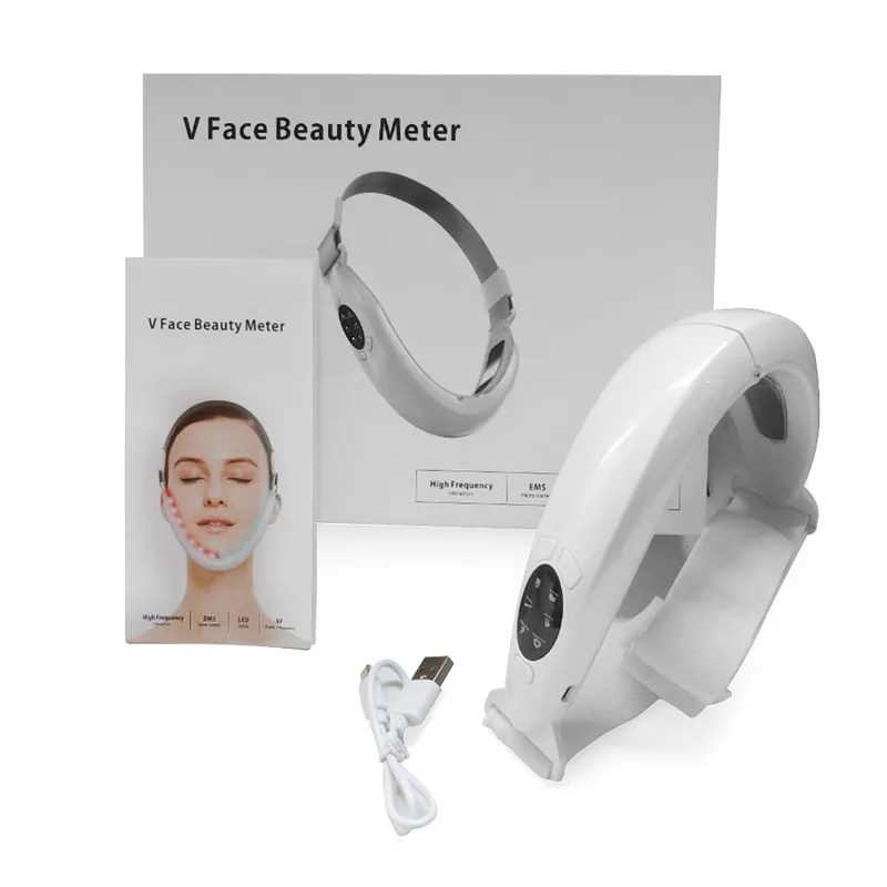 EMS Massager V-Line Lift Up Belt Red Blue Light Face Defict Distration Device Defuls Double Chin 220428