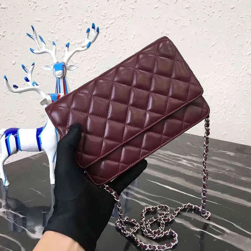 2022 new female lambskin hand luxury designer diamond truss top quality crossbody tab mini bags shoulder chain