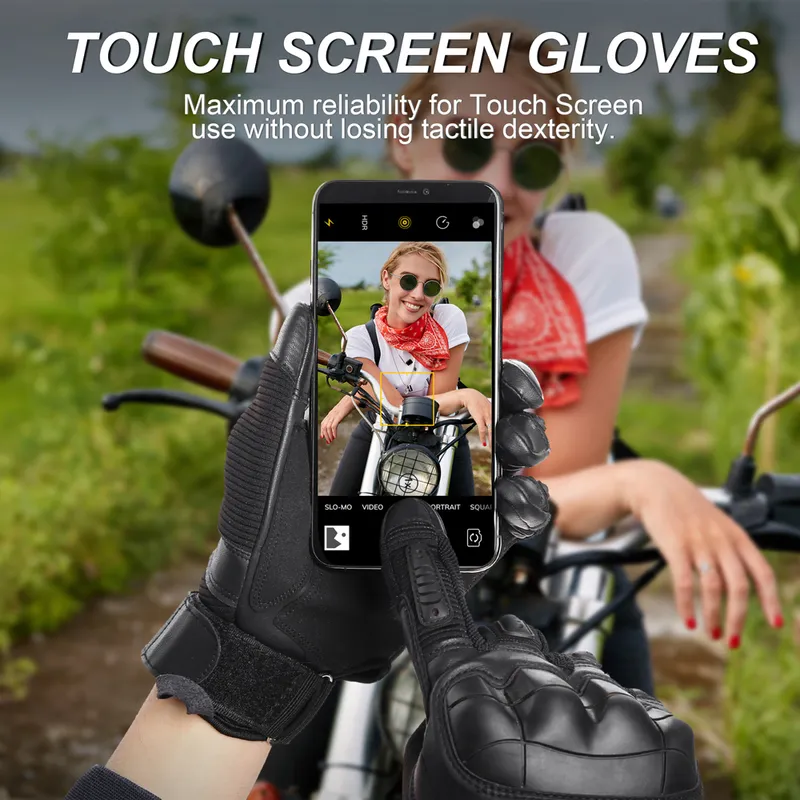 Dokunmatik Ekran Deri Motosiklet Eldivenleri Motokros Moto Motosiklet Pit Biker Enduro Koruyucu Dişli Yarışı Tam Parmak Eldiven Erkekler 220622
