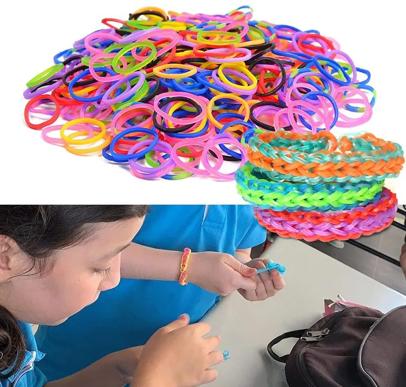 Rubber Bands DIY Weaving Tool Box Creative Set Elastic Silicone Bracelet Kit Kids Toys for Children Gift Making 220608