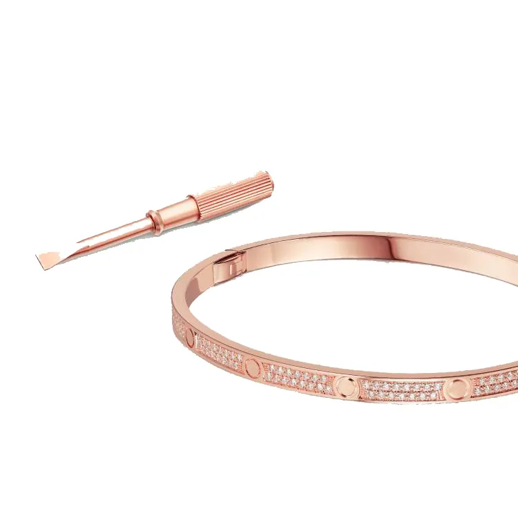 Bracelets Thin MOVE BRACELET avec tournevis or Rose platine plein diamant designer Bracelets mode Bijoux Femme 3 65mm bracele314R