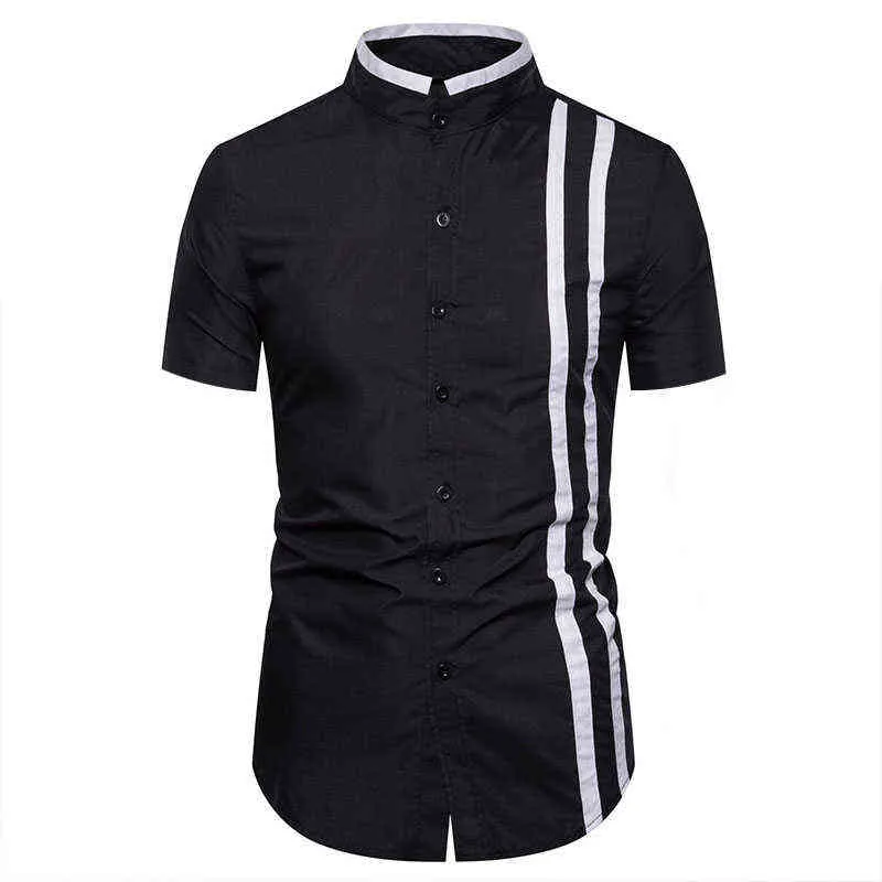 Men's Stripe Shirts 2022 Summer Men's Tide Brand Fashion Simple Solid Color Casual Short Sleeve Single-Breasted Shirt Cardigan G220511