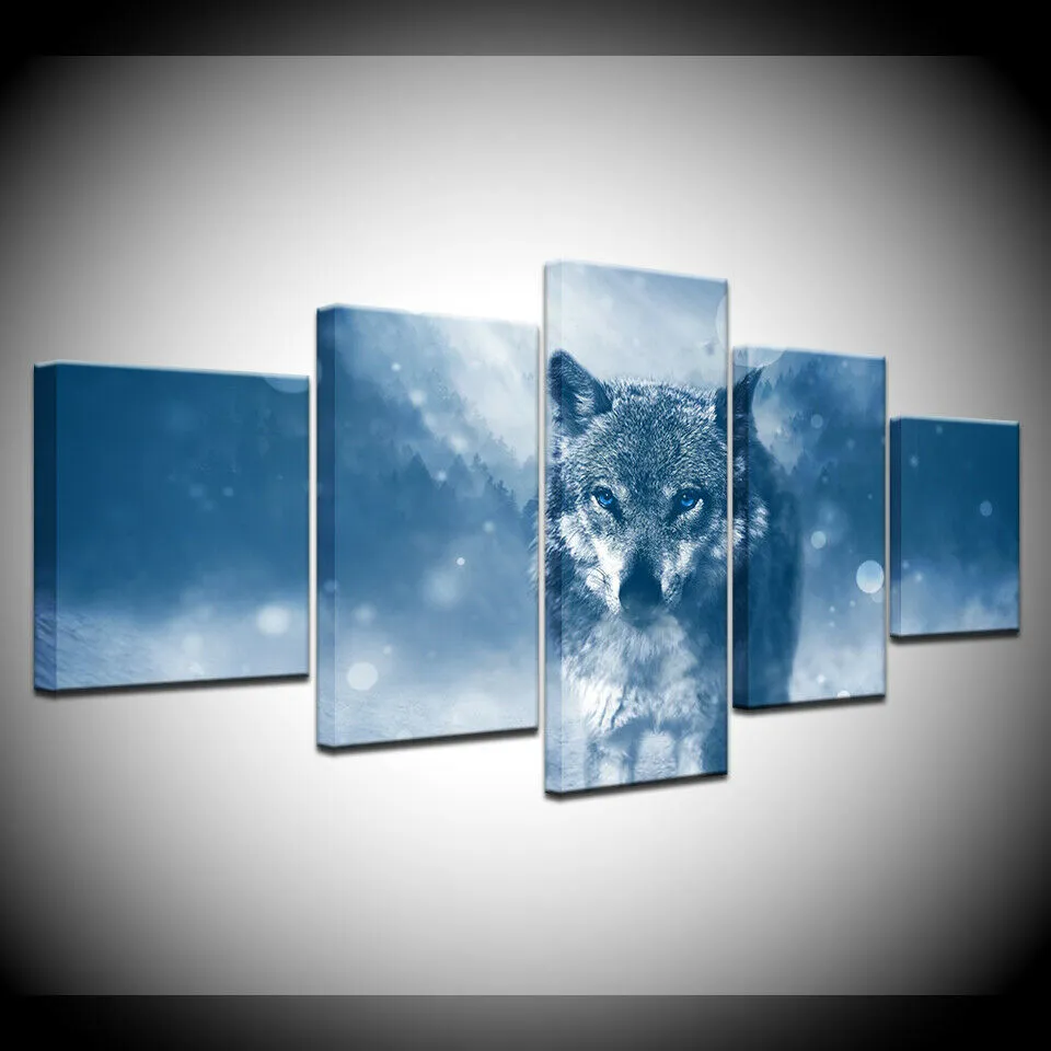 추상 외로운 늑대 5 조각 없음 액자 캔버스 그림 인쇄 벽 아트 캔버스 그림 벽 장식 거실