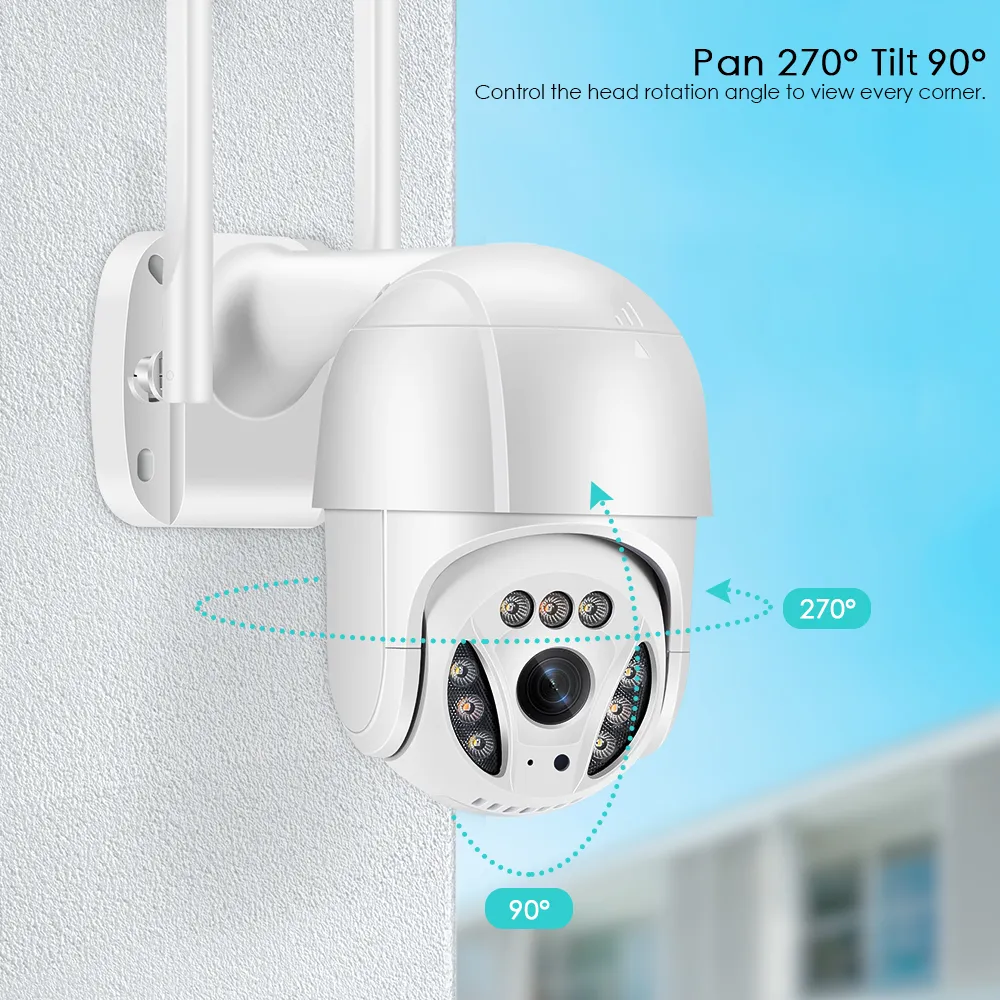 5MP WiFi IP Câmera ao ar livre 3MP AI Detecção Humana Auto Tracking PTZ Câmera 1080P Cor IR Night Vision Security Home Câmeras CCTV