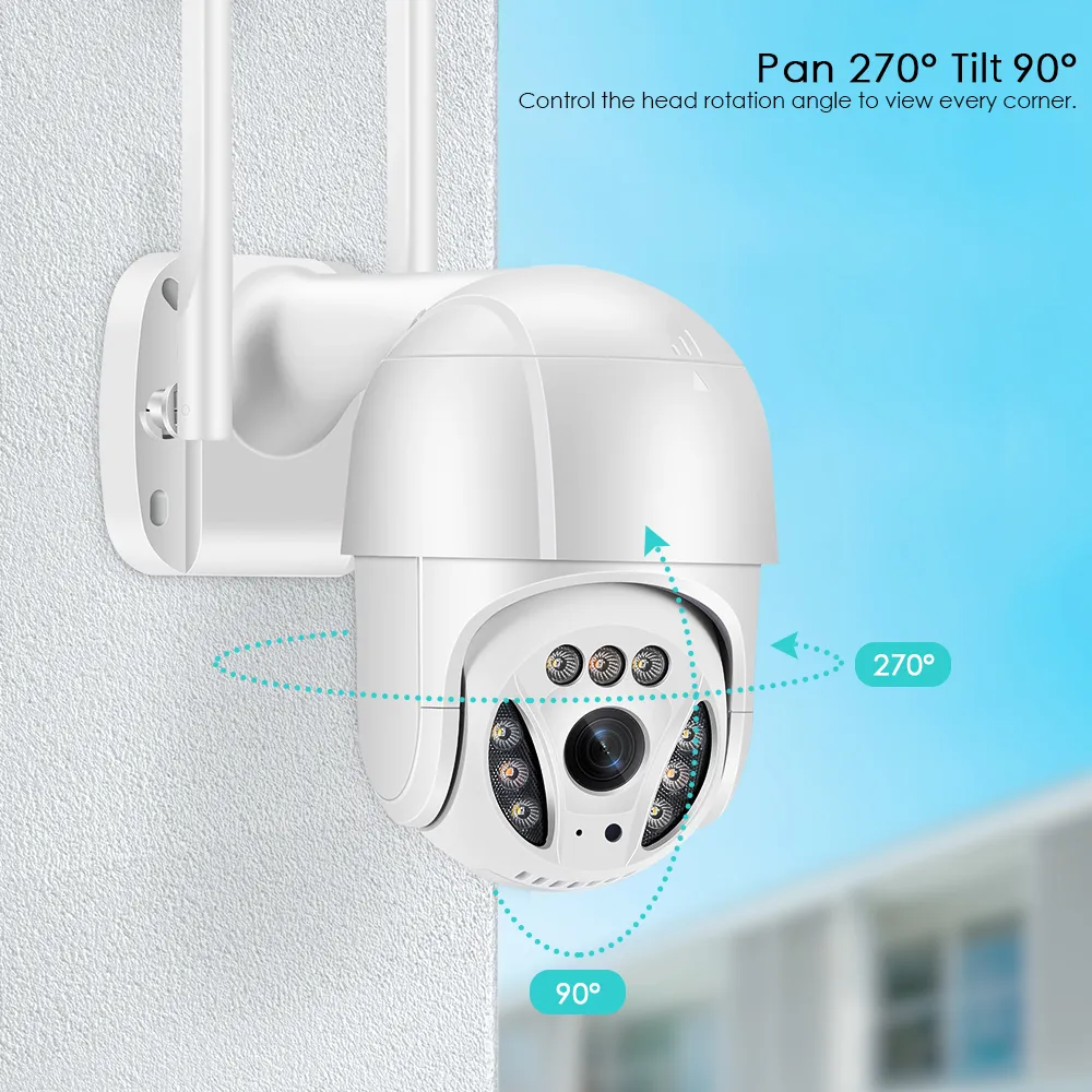 5MP Wifi IP Camera Outdoor 3MP Ai Human Detection Auto Tracking PTZ Camera 1080P Color IR Night Vision Home Security CCTV Cameras