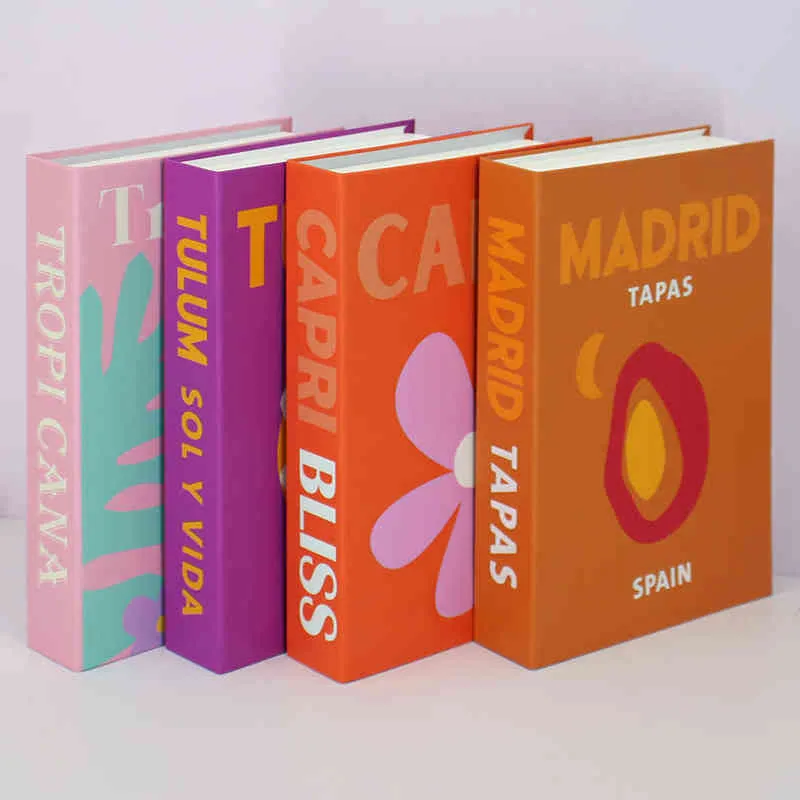 휴가 스타일 가짜 책 커피 테이블 책 상자 다채로운 디자이너 장식 책 연구 선반 소품 책 거실 장식 L220711