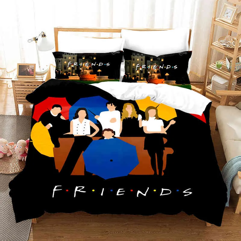 Friends Tv Movie Bedding Set Duvet Cover Sets Pillowcase Single Double Twin Full Queen King Size for Bedroom Decorno Sheet