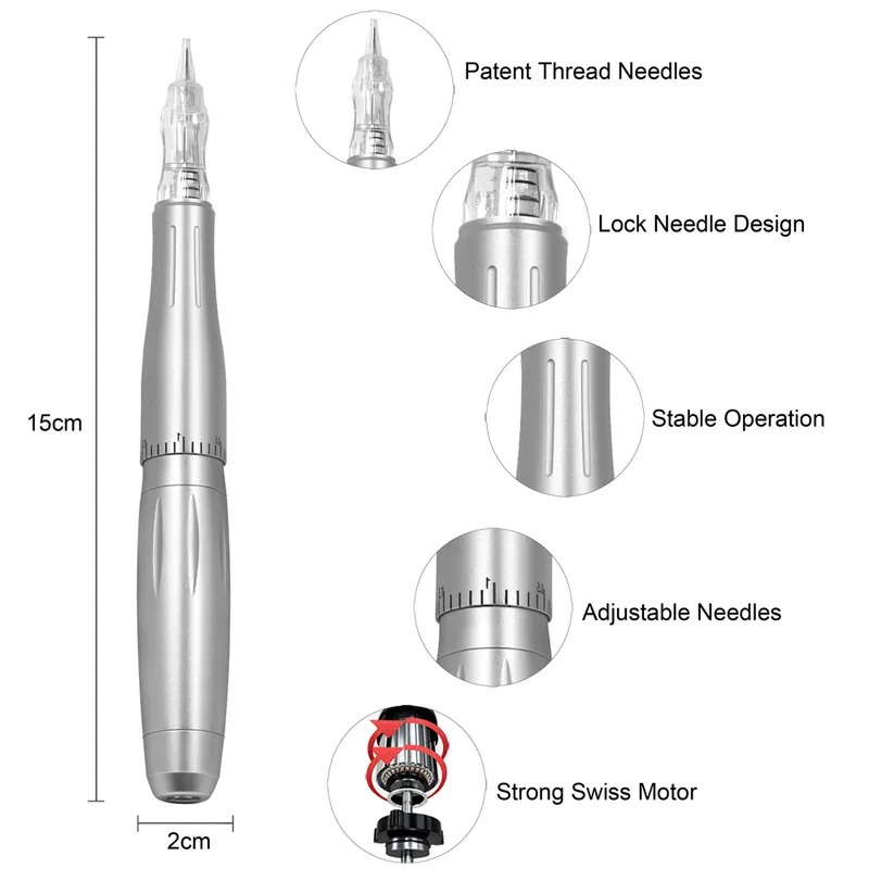 Biomaser Professional Tattoo Machine Pen obrotowy do stałego makijażu Zestaw Mikroblading Lip Mikroblading Zestaw DIY z igłą 220617