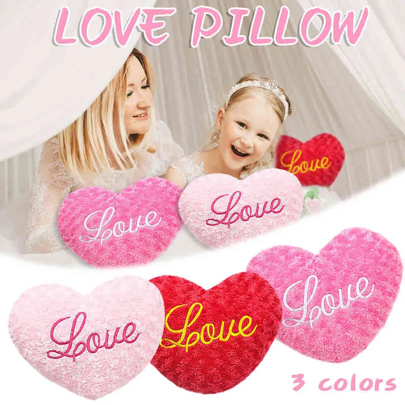 25-25cm Heart Love Plush Cushion Soft Kawaii s Soft Fluffy Valentines Day Gift Birthday Stuffed Sofa Home Decoration 2022 L220608