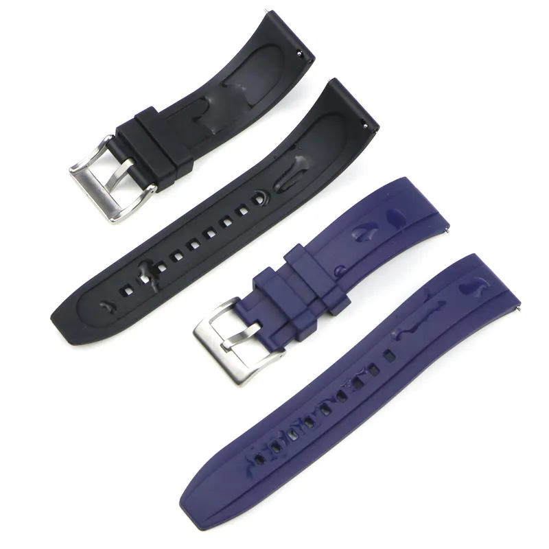 Bracelet de montre en caoutchouc fluoré FKM, 20mm 22mm 24mm, avec dégagement rapide, étanche à la poussière, Bracelet de sport, de plongée, 220811227d