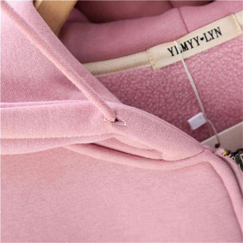 Winter Baumwolle Frauen Hoodie Frauen Sweatshirt Pendler Solide Zipper Harajuku Rosa Lange Ärmel Warm Halten Pullover Weiblichen Mantel T220726