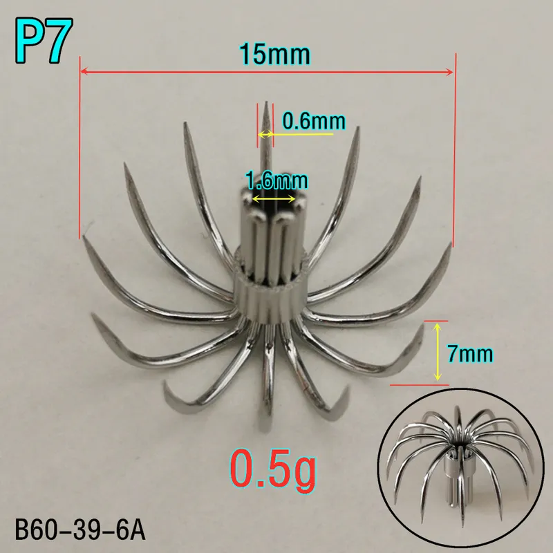 paslanmaz çelik küçük kalamar kancaları p şemsiye taç balıkçılığı balıkhook p1-p8 İspanya Şili Yem Aksesuarları Jig Pesca 220812