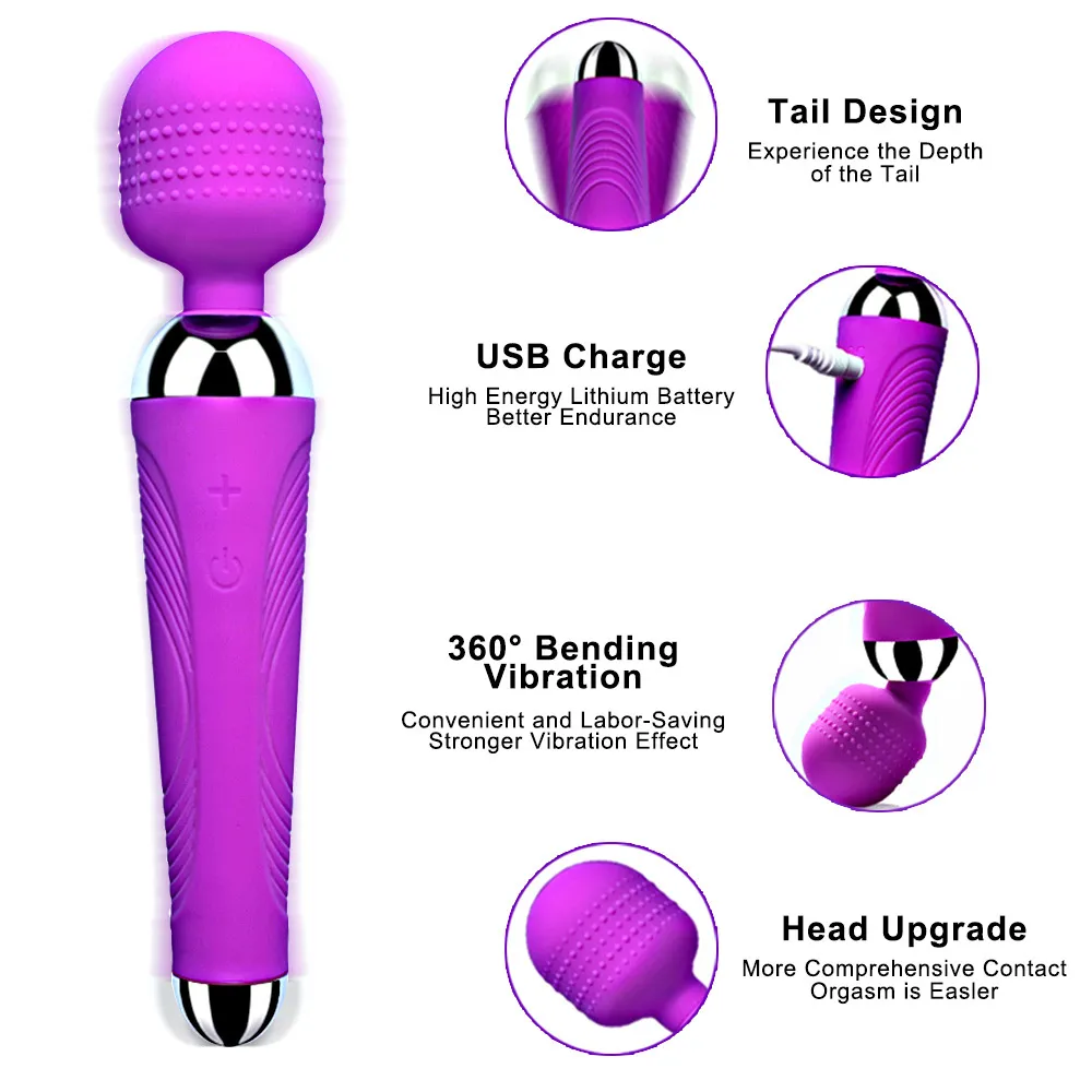 البظر القوي الهزازات USB إعادة شحن السحر العصا AV دساجير مذيع مثير العافية المثيرة المثيرة المثيرة للنساء منتج البالغين