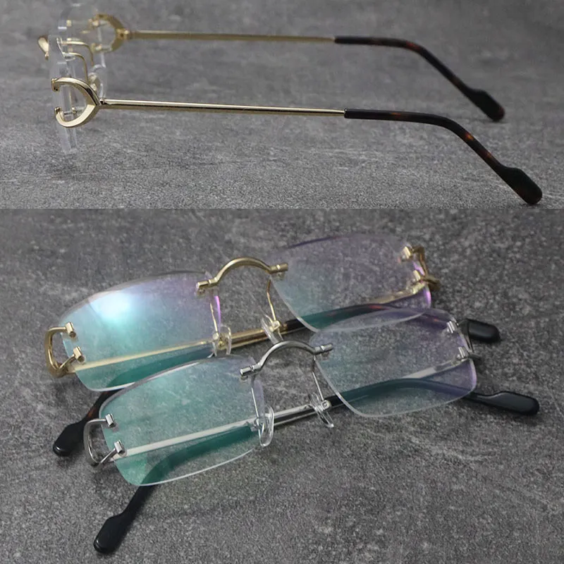 Nieuwste mode C Decoratie Randloze metalen frames Bijziend Brillen Mannen Vrouw CT03440 Grote vierkante brillen Mannelijke en vrouwelijke 18K Gold3053