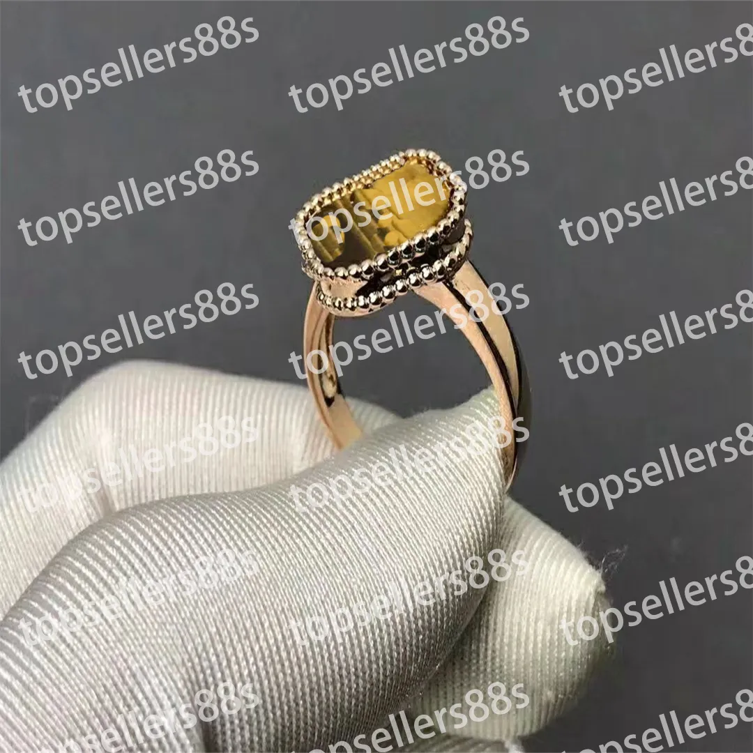 Créateur de mode Bague bijoux trèfle à quatre feuilles de nombreuses couleurs 18 carats plaqués bagues de mariage Fritillaria pour femmes anniversaire engage3165