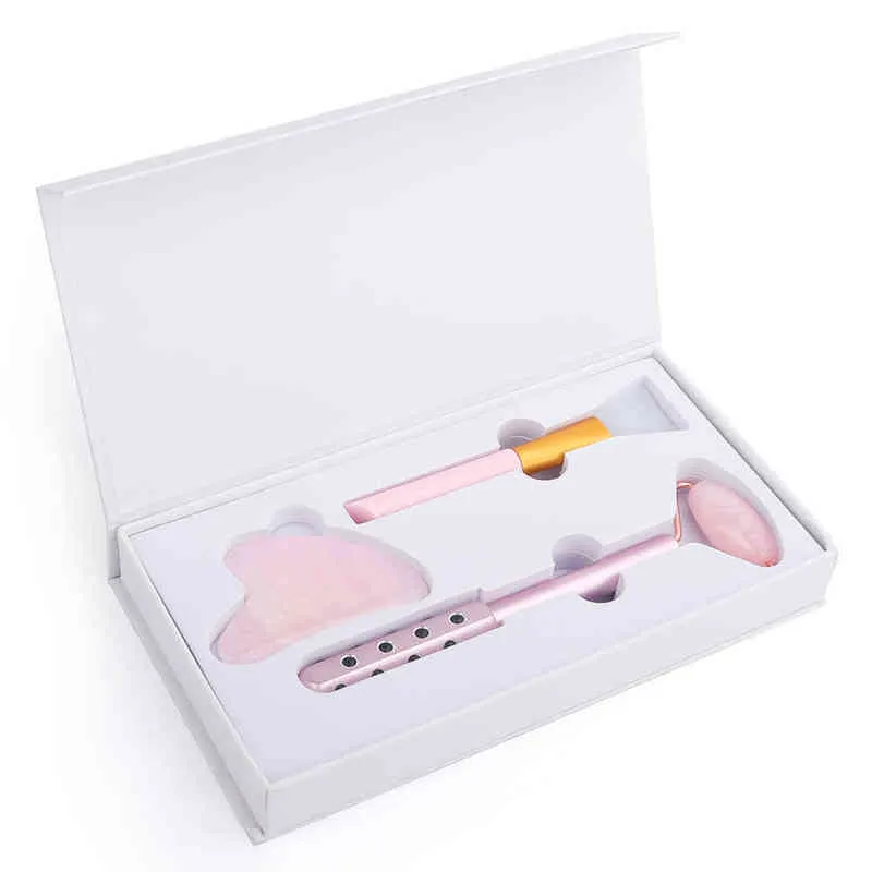 3IN1ゲルマニウムジェイドローラーグアーシャセットGEZICHT MASSAGER LYMFEDRAINAGE BODY MET MASKER BORSTEL ANTI-RIMPEL VERSTEVIGENDE220429