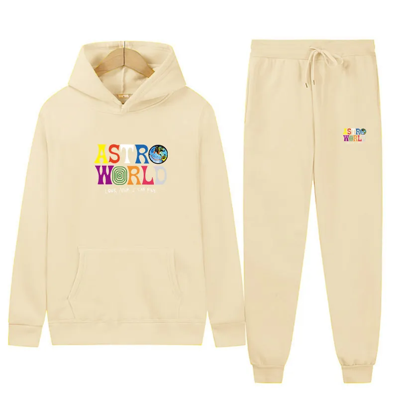 Kawaii eşofman kadın 16 renk iki parça set astro world hoodies sweatshirt pantolon davlumbaz jogging spor giyim kıyafeti 220715