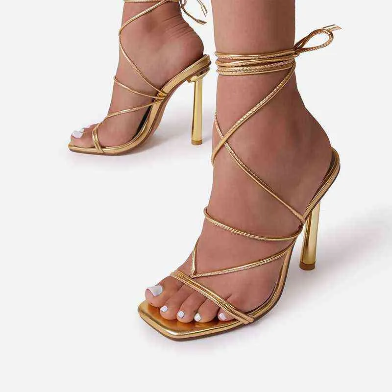 Sandals Pzilae New Women Summer Ankle Strappy Ladies High Heels Party Dress Shoes Female Fashion Narrow Band Sexy Woman 220704