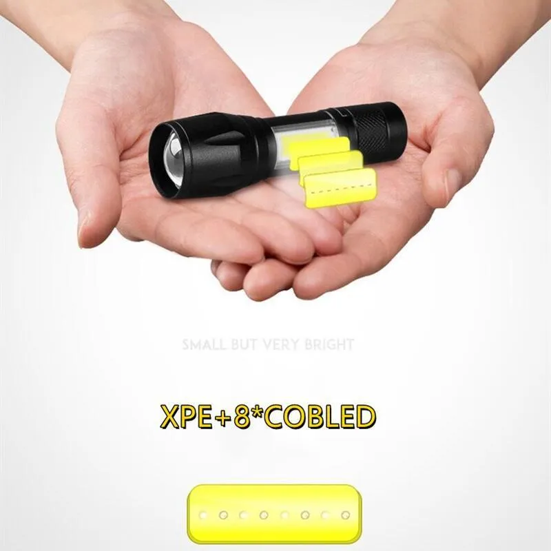 Lampe de poche LED USB rechargeable ont intégré la batterie portable Mini COB LED ZOOM lampe de poche extérieure étanche torche de chasse 220601