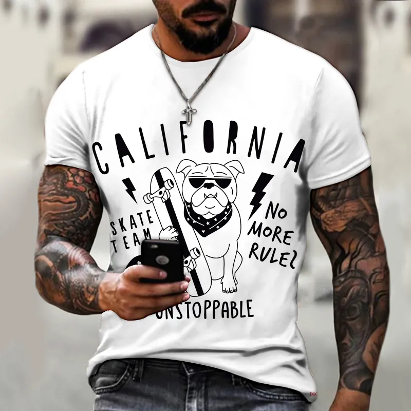 Camiseta de impressão de animais para cães camiseta harajuku tee gráfica de verão