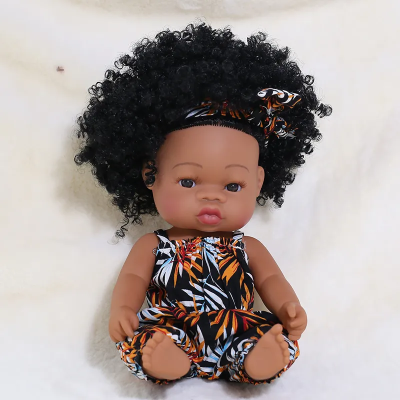35 cm American Reborn Black Baby Doll Bath Play Full Silicone Vinyl S Life Born Toy Girl Christmas Gift 220816