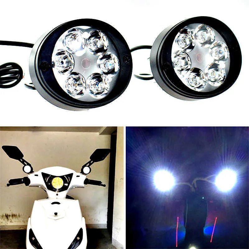 2 stks Set Verlichting Motorcycle Scooter Koplamp Mist Rijverlichting Moto Voorhoofdlamp 6 LED Explorers 12V-85V White Super Bright