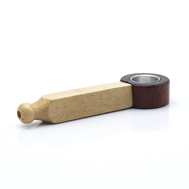 Creative Pure Handmade Solid Wood Pipe Spoon Shape Raw Iron Pot Filter Color Matching Wood Tobacco Pipe