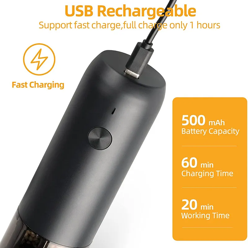Macinapepe e sale automatico ricaricabile tramite USB elettrico con smerigliatrice a ricarica rapida con luce a LED 220727