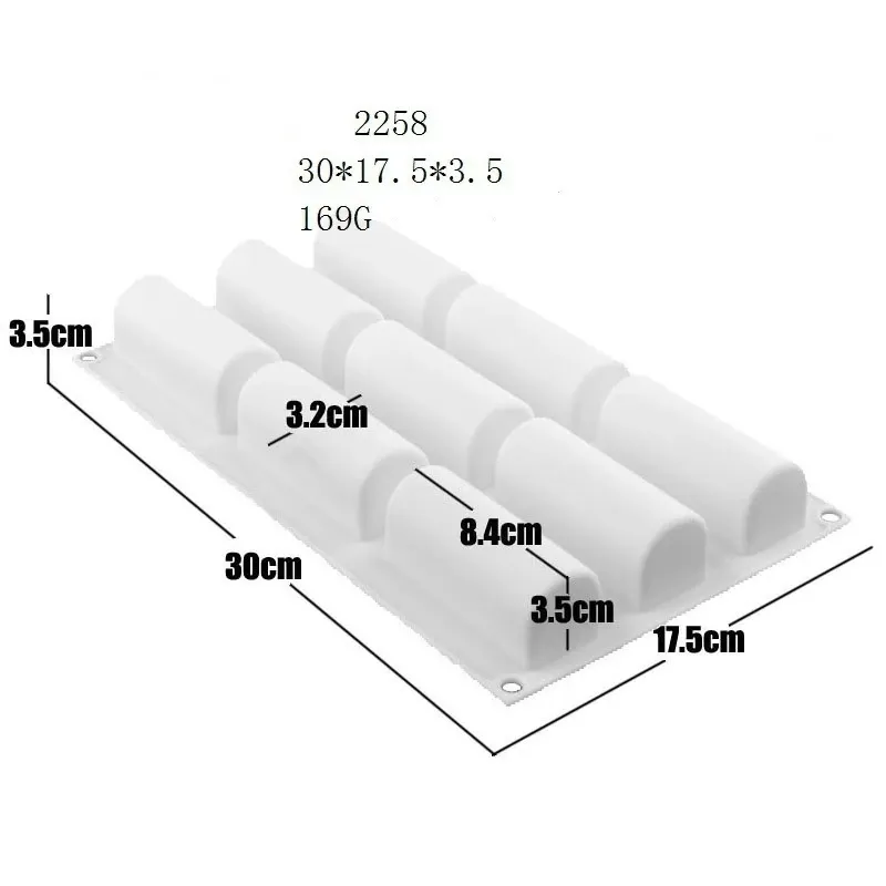 Moule en silicone à 9 cavités bâton 3D demi-cylindrique longue bande forme chocolat truffe Mousse gâteau Dessert bricolage moules de cuisson 220701