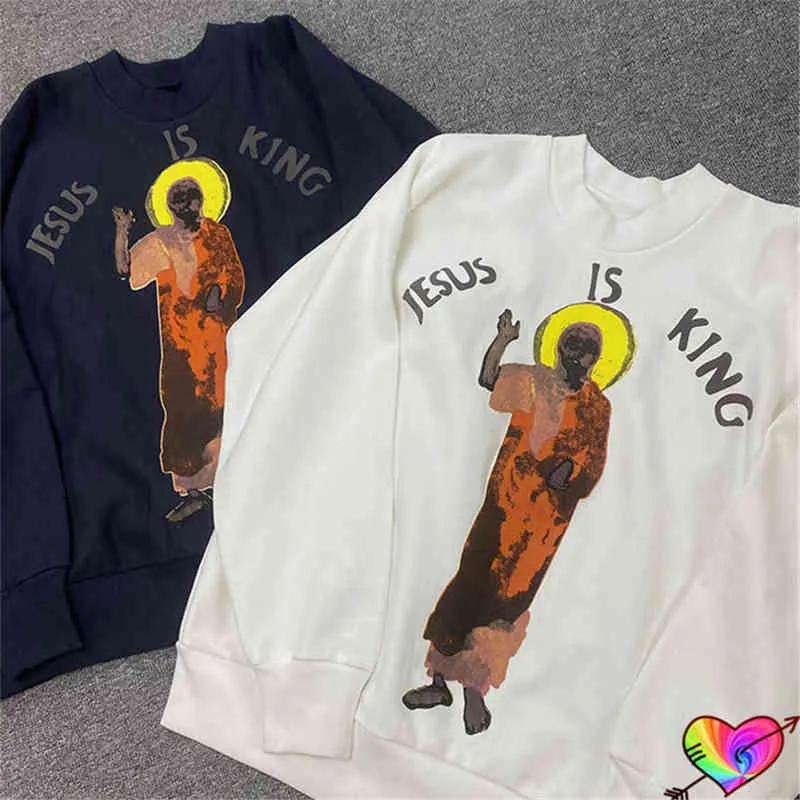 2022 Jezus grafische sweatshirts schuim print Jezus is koning sweatshirts hiphop tour ye hoodie lange mouw crewneck t220802