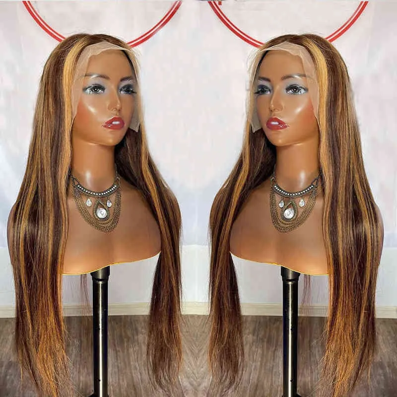 Perruques de cheveux humains colorés mettent en évidence la fermeture frontale en dentelle transparente 13x4 4x4 pour les femmes 220608
