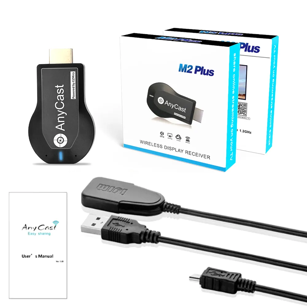 1080p Wireless WiFi Display Televisie Dongle-ontvanger Compatibele tv-stick M2 Plus DLNA Miracast voor Anycast voor AirPlay