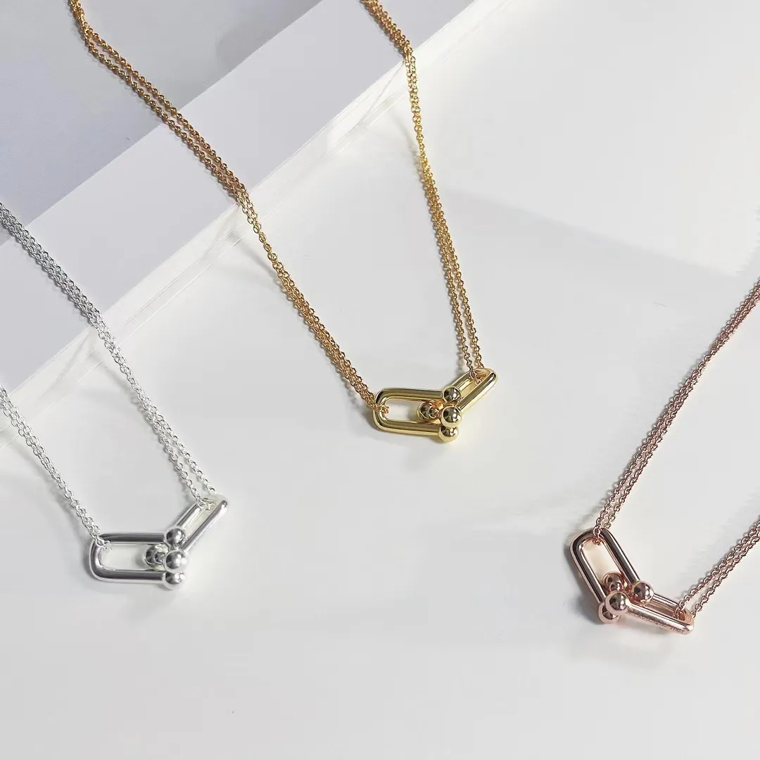 Silver Gold Initial Diamond Pendant Necklace Set Designer för kvinnliga män halsband par mode toppkvalitet bröllopsfest tacksg349w