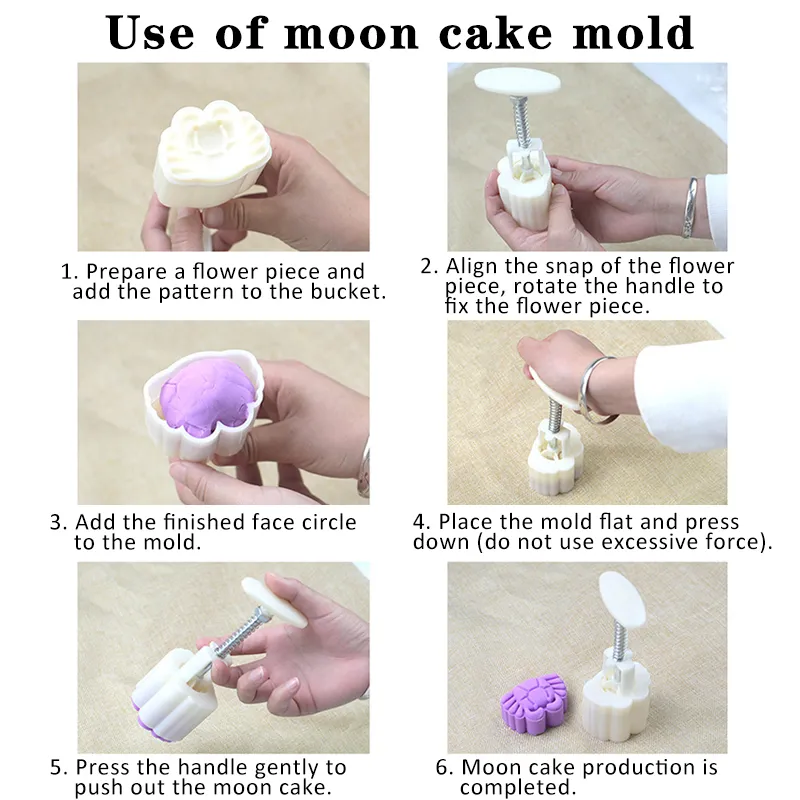 /Mutfak Malzemeleri 3D Çiçek şekli 50G Mooncake Kalıpları Çok Amaçlı Yeniden Kullanılabilir Festival Kurabiye Dekorasyon Aracı 220517