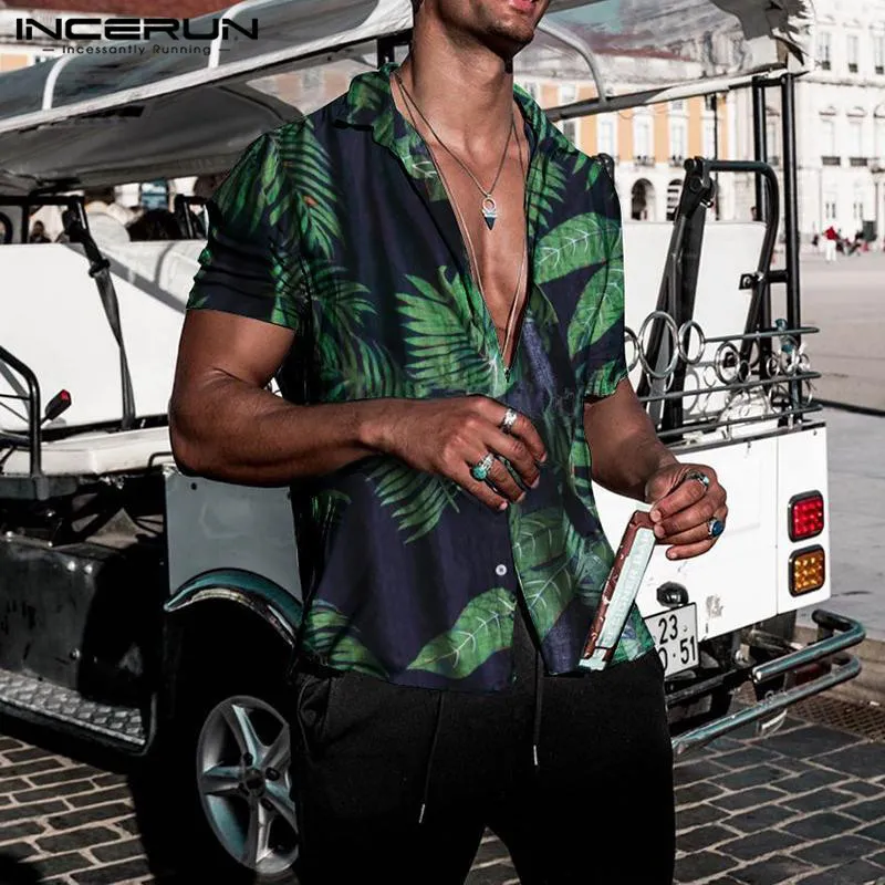 Summer Hawaiian Red Shirts Tropical Shirts Floral Men Tops Casual Shirt Short Sleeve Cotton Button Chemise Loose Vacation Beach 220812