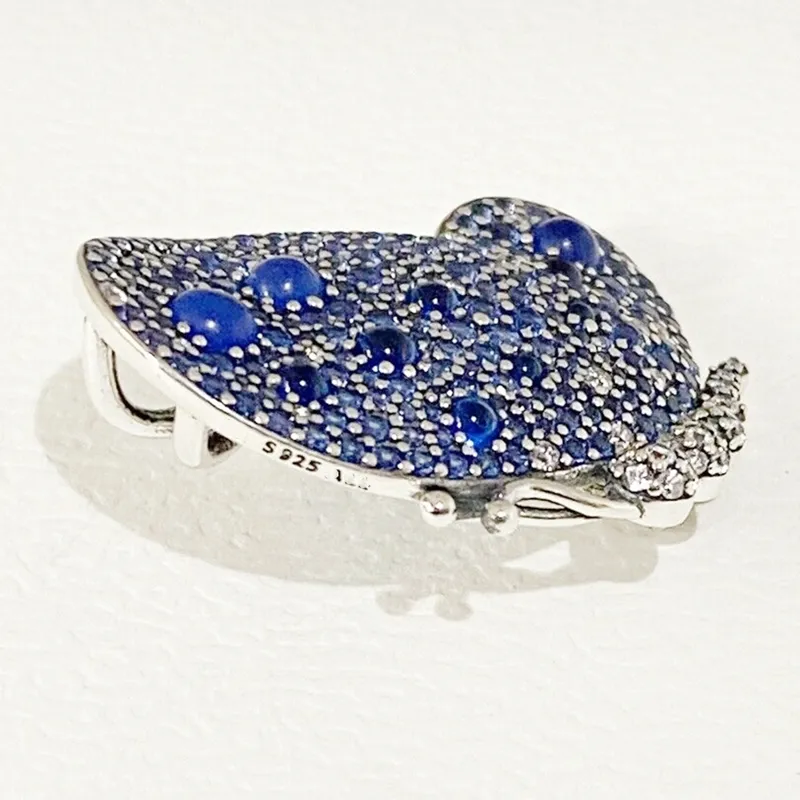 Broche papillon bleu éblouissant, kits de fabrication de bijoux à bricoler soi-même, perles amples, en argent Sterling 925, cadeau de fête de mariage, 697996NCB