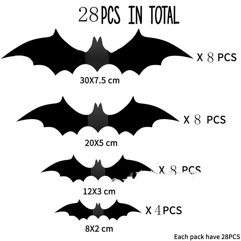 ハロウィーンパーティーデコレーションバットステッカー12パック3D 3次元のお化け屋敷バットウォールステッカー