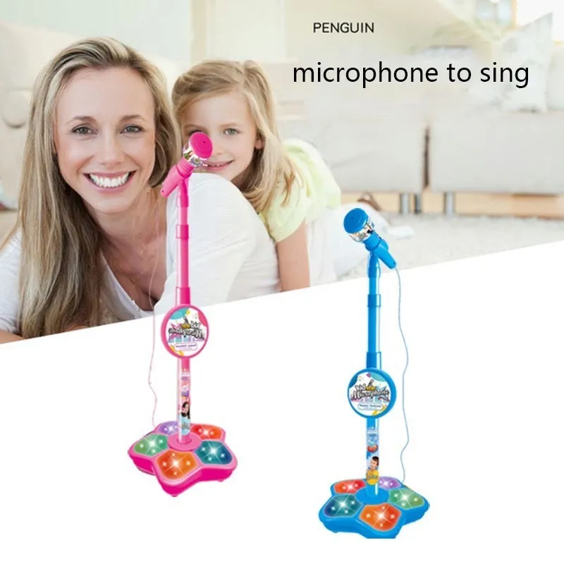 Çocuklar Karaoke Şarkı Makinesi Mikrofon Stand Lights Oyuncak Beyin Eğitim Oyuncak Çocuklar İçin Eğitim Oyuncakları Doğum Günü Hediyesi 220706