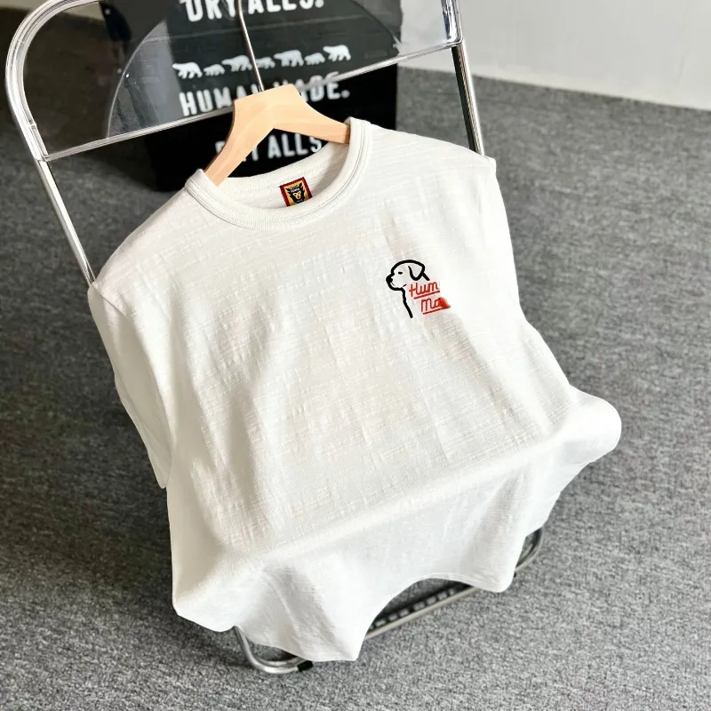 Japanska mode-mäns T-shirts Letter Labrador Dog Printing Bomull Märke T-shirt för män och kvinnor Lossa par korta ärmar Tees
