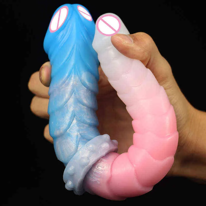 NXY Dildos silikonowy podwójny penis penis żeński fałszywy analny wtyczka dorosłych produktów Passion Massage Masturbacja zabawka 0316
