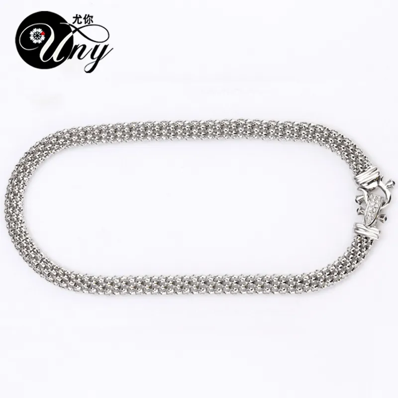 UNY style fashion David Vintage Elegant Pave Stone popcorn chain 14mm alloy necklace Rhodium plated jewelry 220716