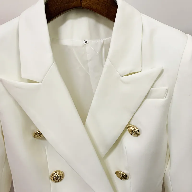 최고 품질의 패션 디자이너 재킷 여성 클래식 더블 가슴 금속 사자 버튼 블레이저 외부 크기 S4XL 220705