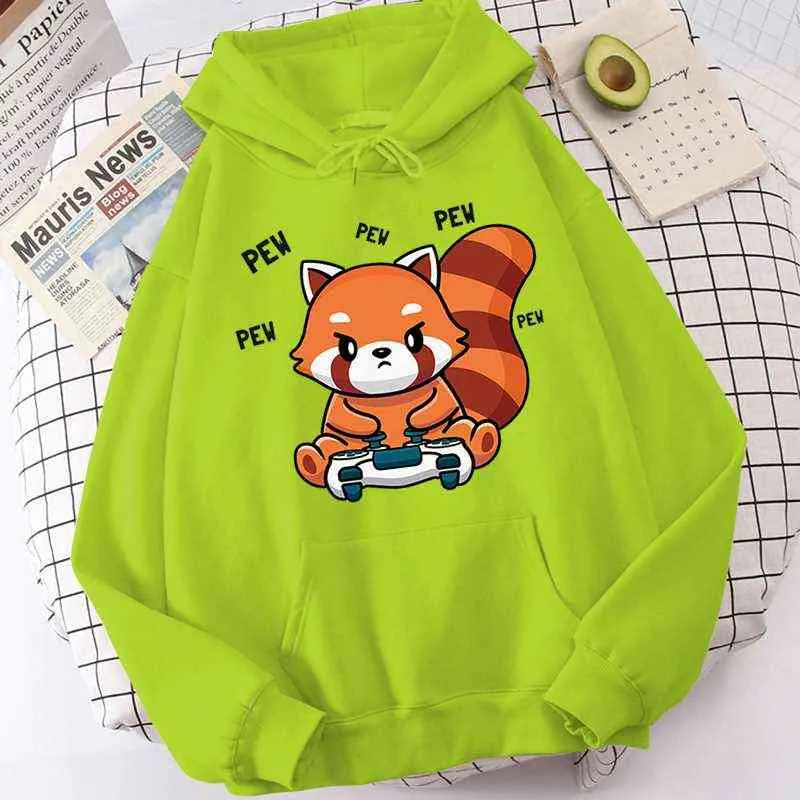 Oyun Oyunu Kırmızı Panda Grafik Sweatshit Harajuku Komik Hoodies Kawaii Baskı Hoodie Rahat Uzun Kollu Kazaklar Giysileri