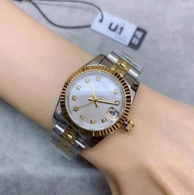 U1 ST9 Çelik İki Ton Saatleri Mor Sığınak Diamal Dial 31mm 116231 278273 Otomatik Mechianical Ladies Bilek saatleri Jubilee Strap209J